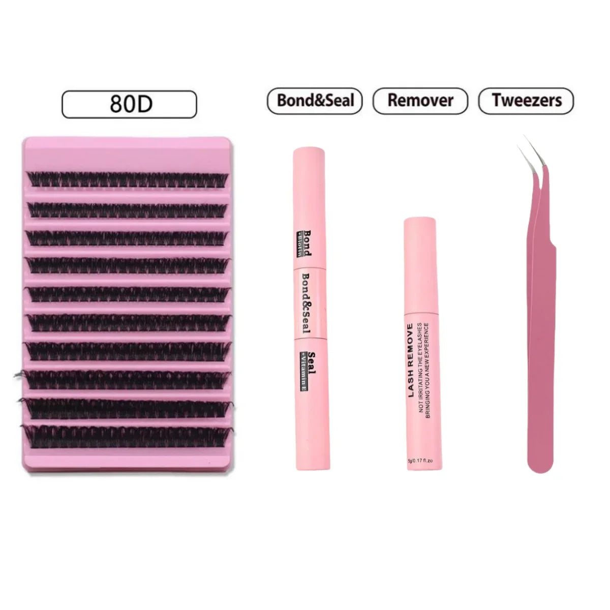 مجموعة تمديد الرموش JPNPL MJ DIY - 200 قطعة من الرموش العنقودية مع غراء الترابط والختم