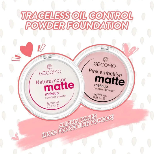 GECOMO 12H Matte Compact Powder – Oil Control & Shine-Free Finish