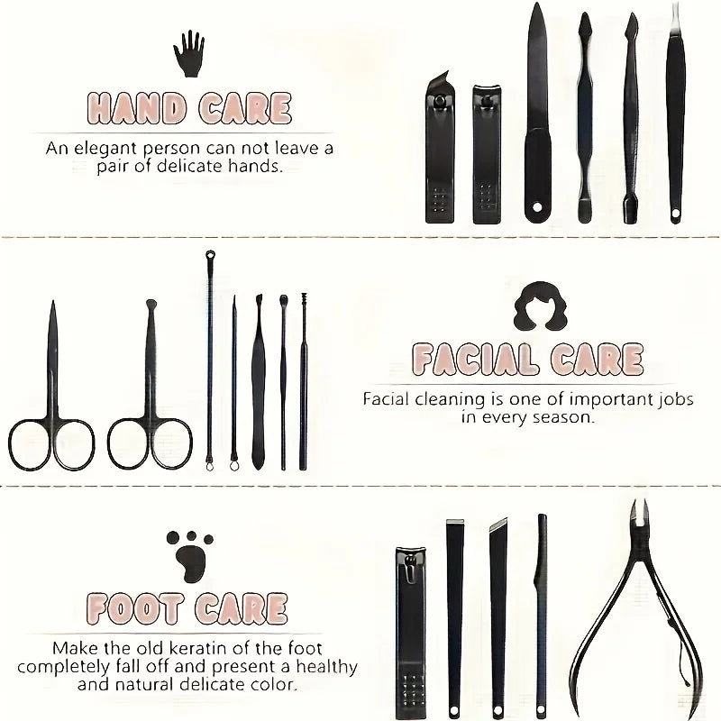 LuxuryGlow 7–24PCS Professional Nail Clippers Kit | Stainless Steel Grooming Set for Men & Women