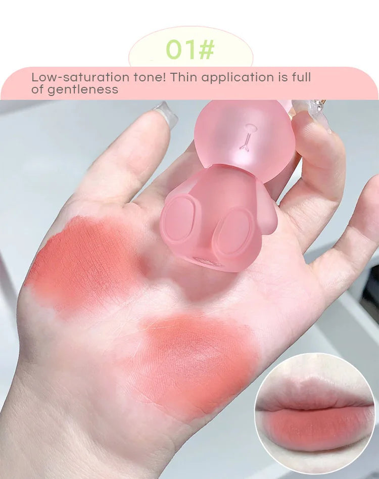 ملمع شفاه مطفي من Gege Bear Rabbit - ملمع شفاه مخملي يدوم طويلاً مع لمسة نهائية مرطبة