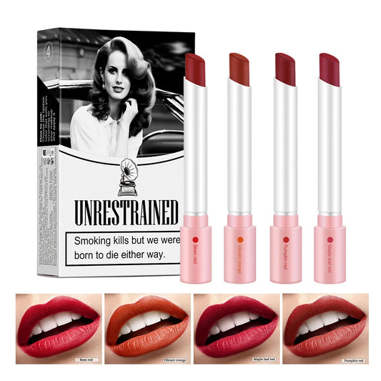ibcccndc Cigarette Lip Gloss Set – 4 Colors Matte, Waterproof, Long-Lasting Lipstick for Women