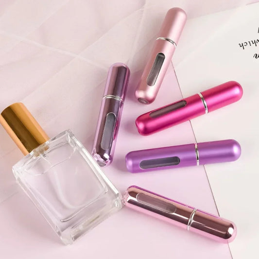 Atomizador de perfume portátil LuxuryGlow de 5 ml/8 ml: botella de viaje recargable con pulverizador para fragancias y alcohol