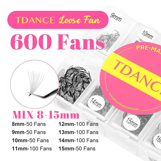 TDANCE 600 Loose Premade Volume Fans – Mixed Length Lash Extensions
