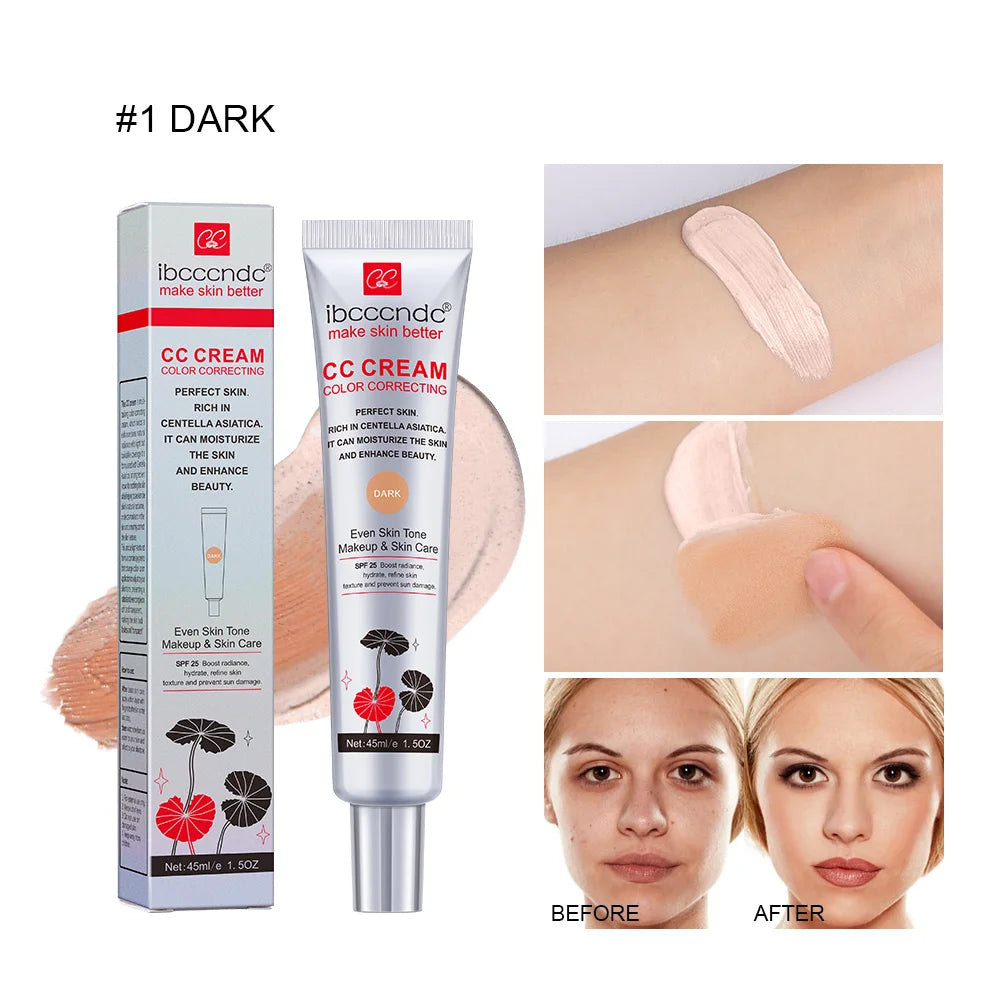 Crema CC correctora de color ibcccndc – Base de maquillaje reparadora y blanqueadora Centella de 45 ml