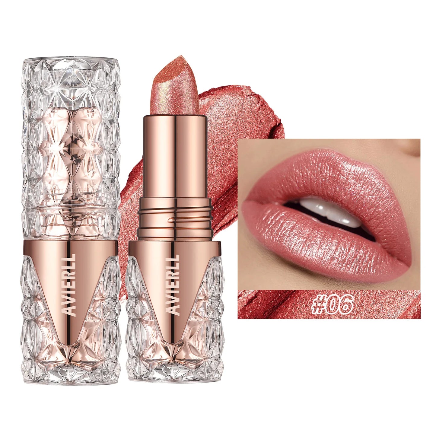 Lápiz labial perlado brillante 3 en 1 LuxuryGlow: mate, con brillo y resistente al agua