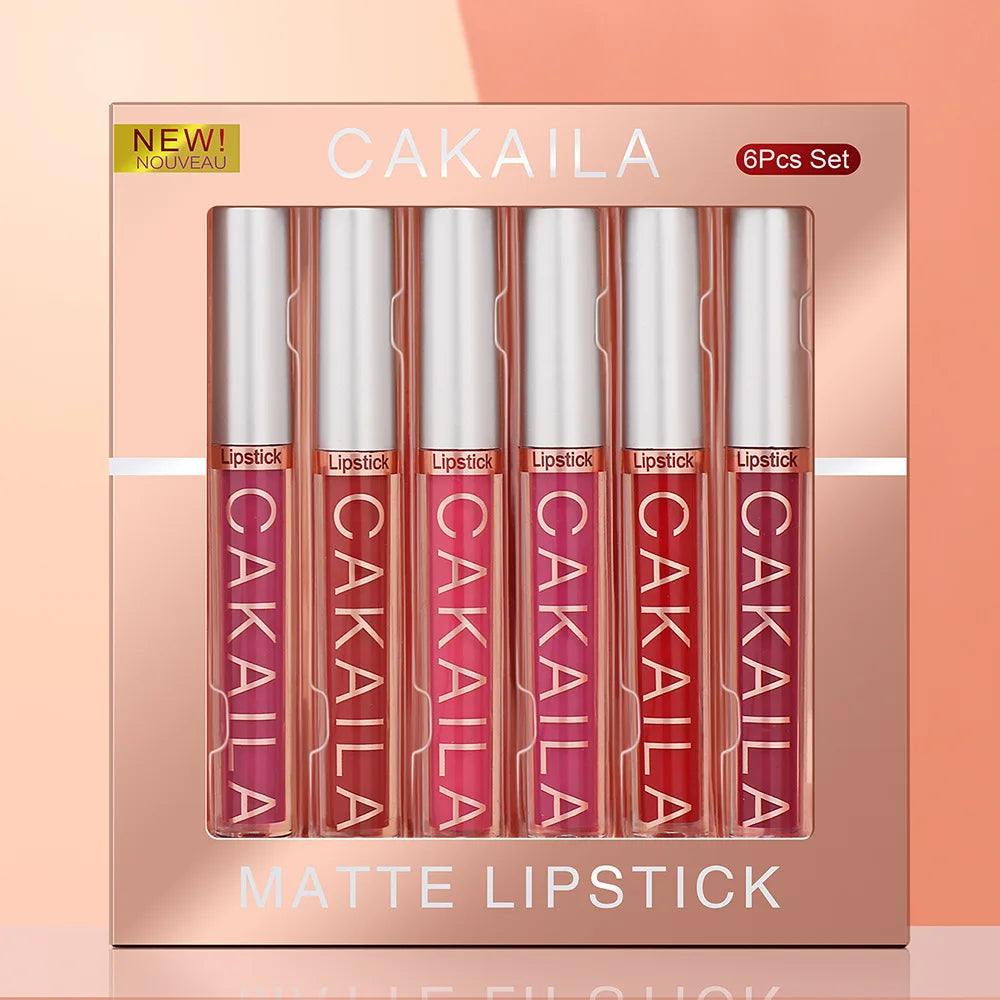 Set de brillo labial líquido mate de 6 colores CAKAILA: labiales resistentes al agua y de larga duración