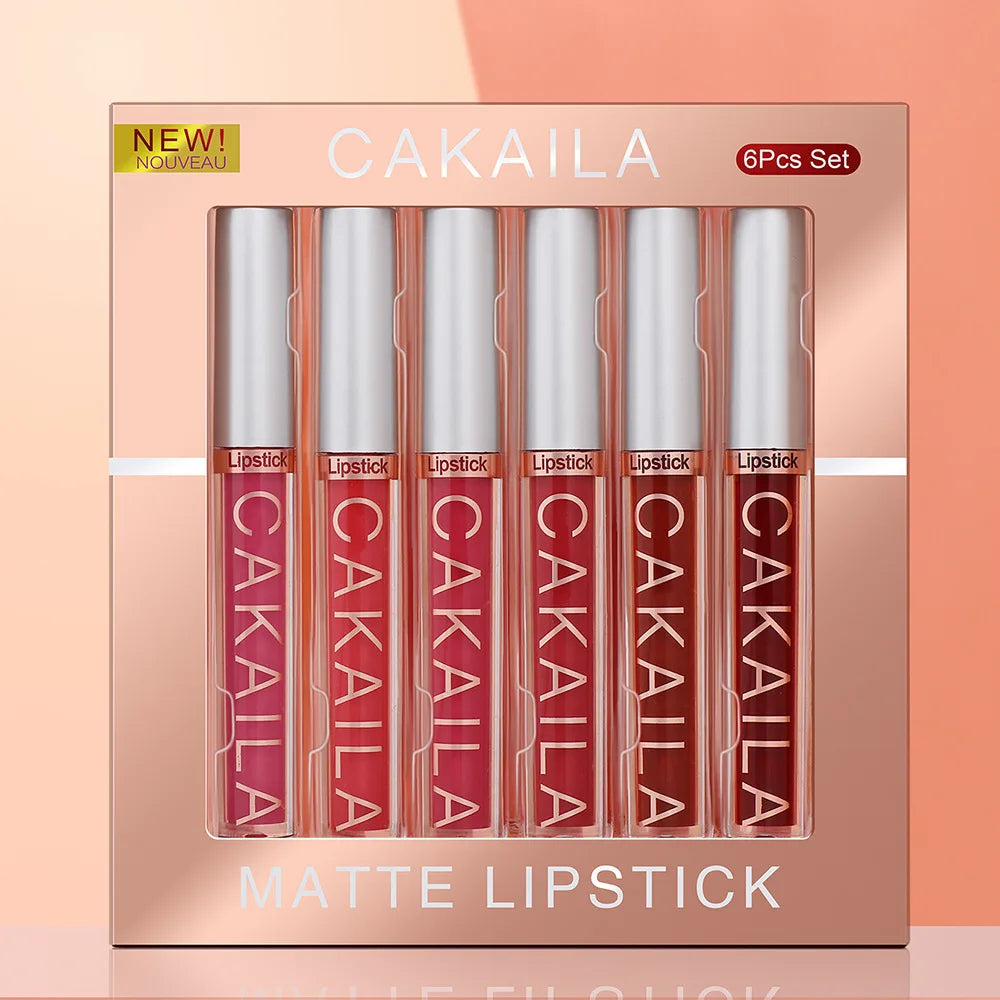Set de brillo labial líquido mate de 6 colores CAKAILA: labiales resistentes al agua y de larga duración