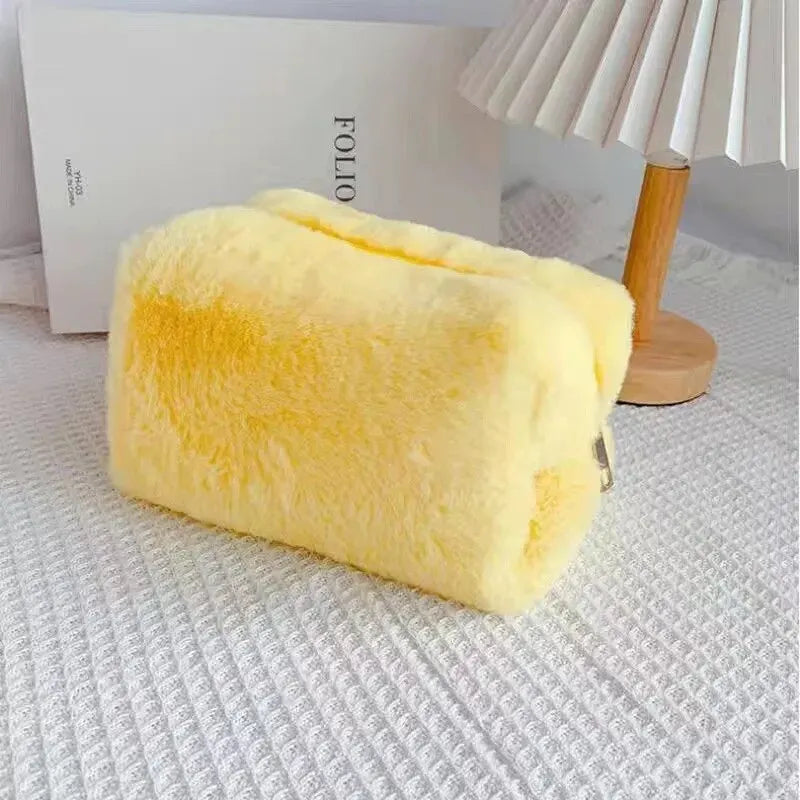 LuxuryGlow Soft Plush Makeup Bag – Stylish, Spacious & Travel-Friendly Cosmetic Organizer