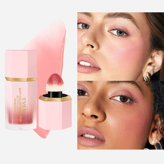 LuxuryGlow 4-Color Matte Liquid Blush | Long-Lasting Waterproof Blush with Sponge