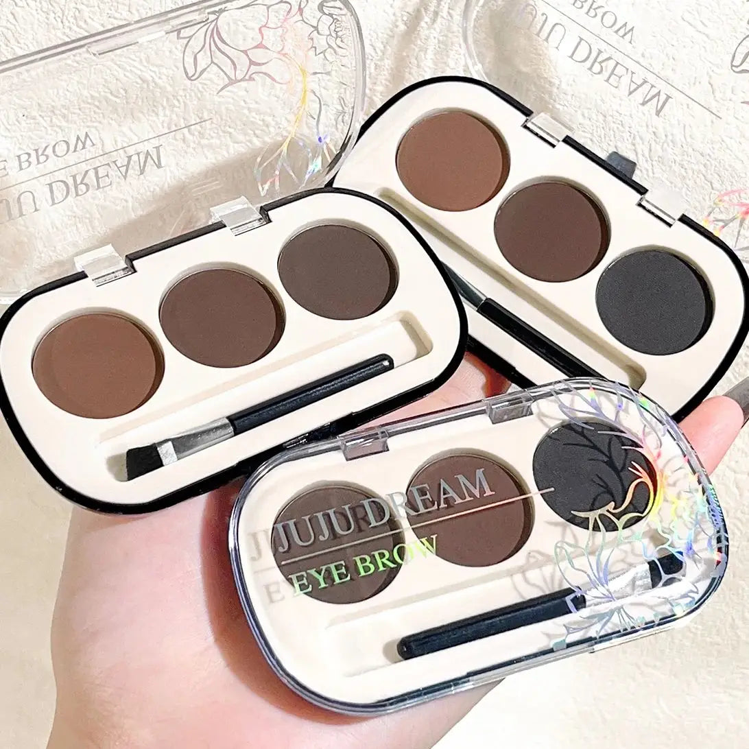 LuxuryGlow&nbsp; 3-Color Eyebrow Powder Palette with Brush – Long Lasting, Natural Finish