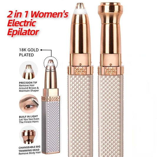 LuxuryGlow Painless Rechargeable Eyebrow Trimmer & Facial Hair Remover for Women