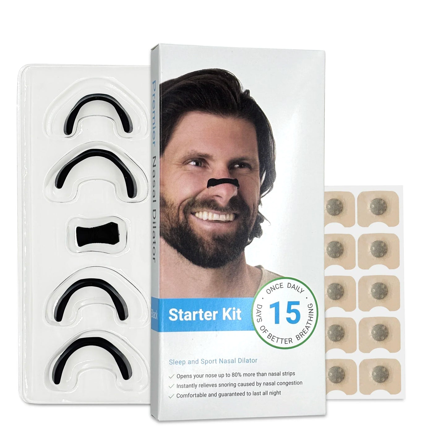 Kit de inicio de dilatadores nasales LuxuryGlow: ayuda para dormir y evitar los ronquidos para hombres y mujeres