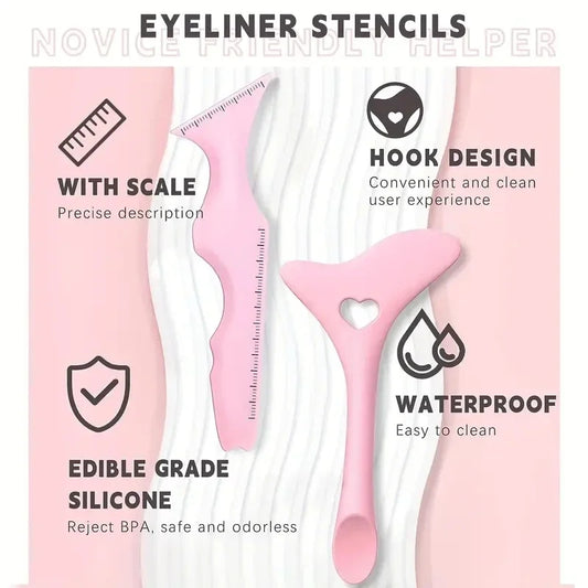Juego de herramientas de maquillaje de ojos de silicona 2 en 1 CNKESS: delineador, sombra de ojos y guía de labios