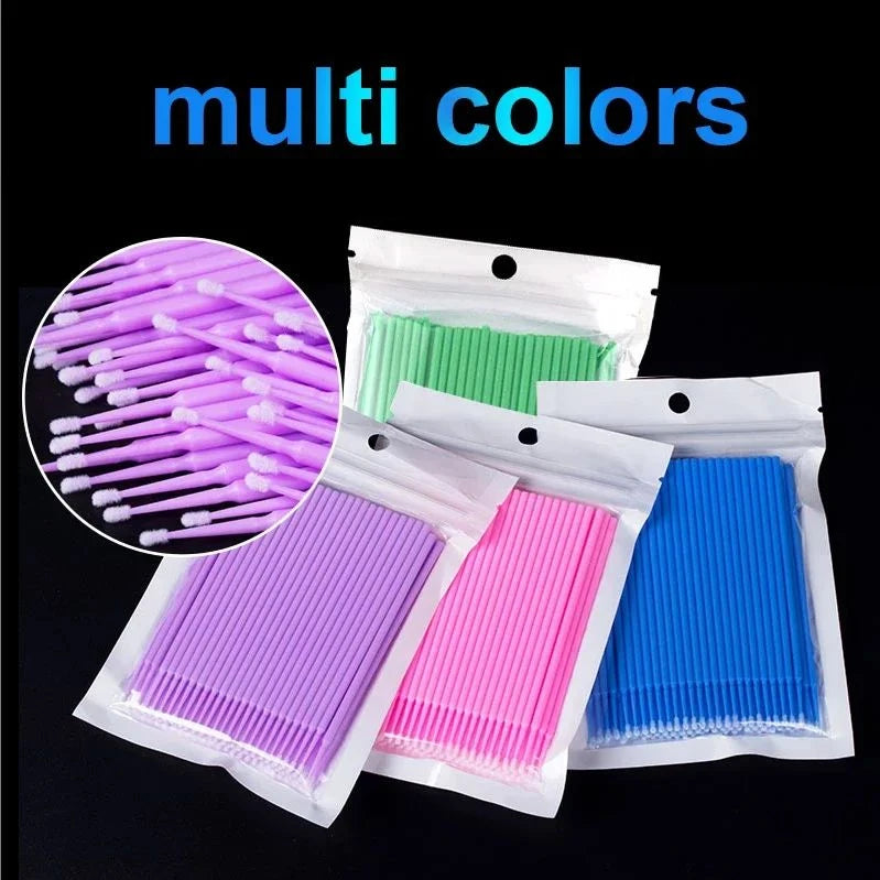JPNPL MJ 100PCS Microcepillos para Pestañas – Hisopos de Algodón para Limpiar Extensiones de Pestañas