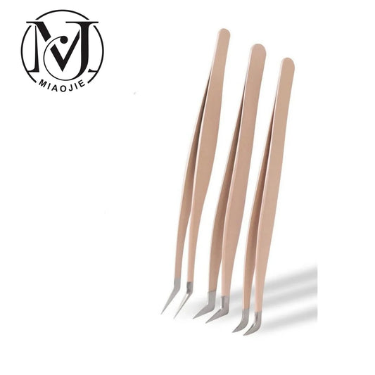 LuxuryGlow MJ Stainless Steel Eyelash Extension Tweezers – Precision 3D Lash Tool