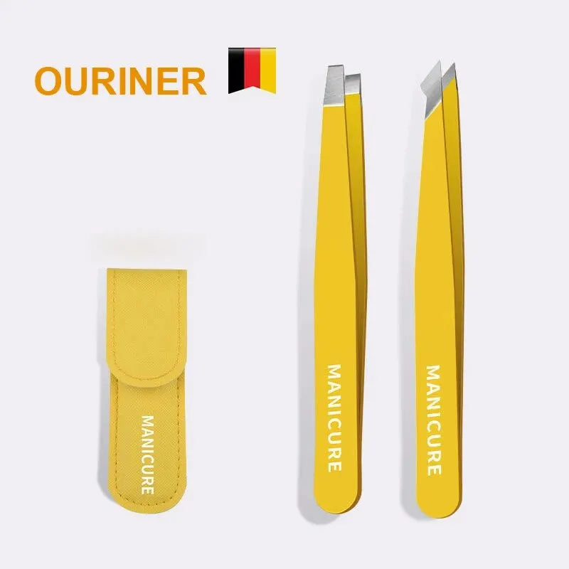 OURINER Colorful Stainless Steel Eyebrow Tweezer – Slanted Precision Hair Remover