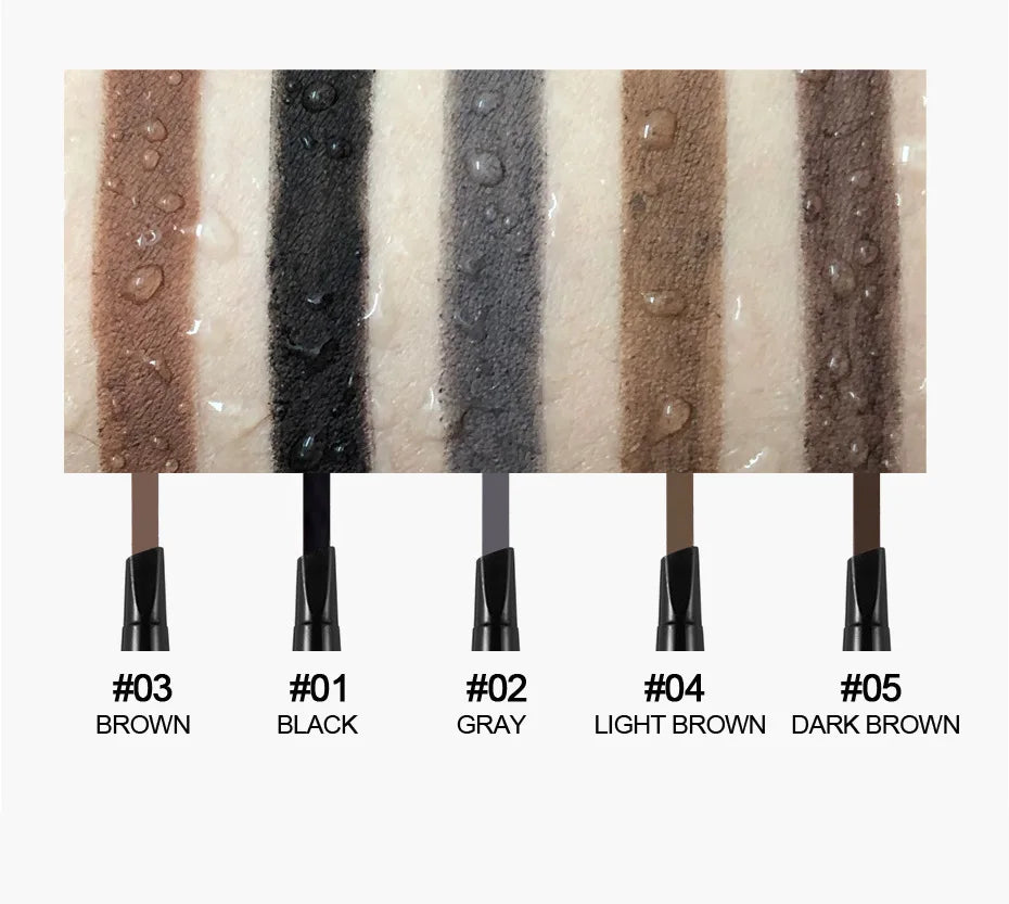 Lápiz de cejas de doble punta Handaiyan de 5 colores: resistente al agua, a las manchas y de larga duración.