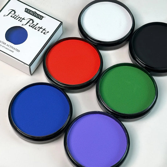 VERONNI 30 g Pintura corporal y facial resistente al agua: maquillaje monocromático en blanco y negro de larga duración para Halloween, cosplay y fiestas.