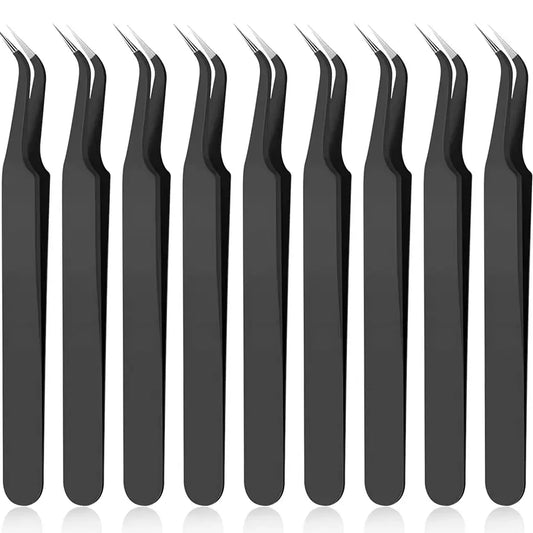 LuxuryGlow Stainless Steel Curved Tip Eyelash Tweezers – Precision Lash & Brow Tool