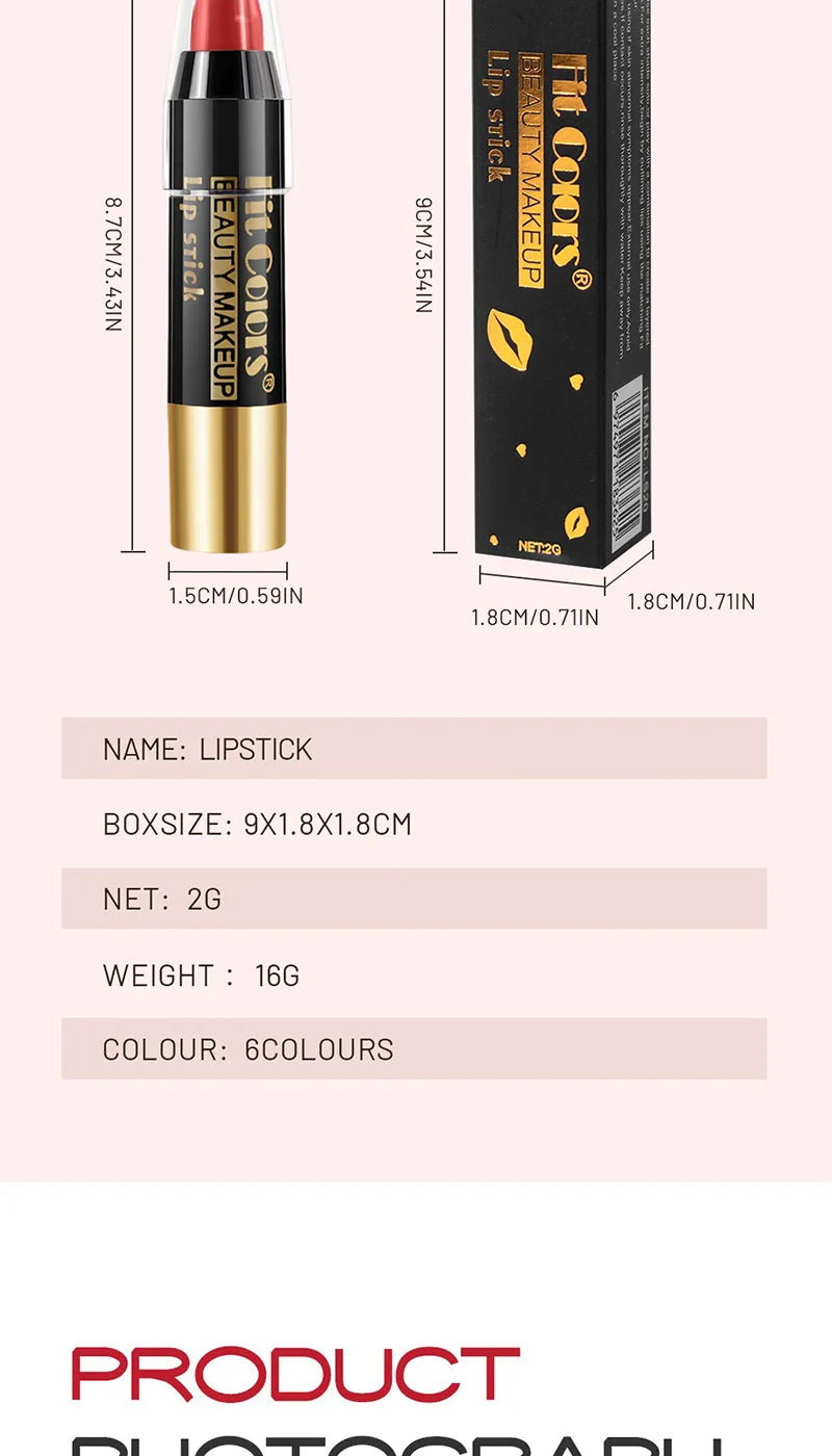 LuxuryGLOW Fit Colors Velvet Lip Crayon Set – 6 Shades, Waterproof & Hydrating