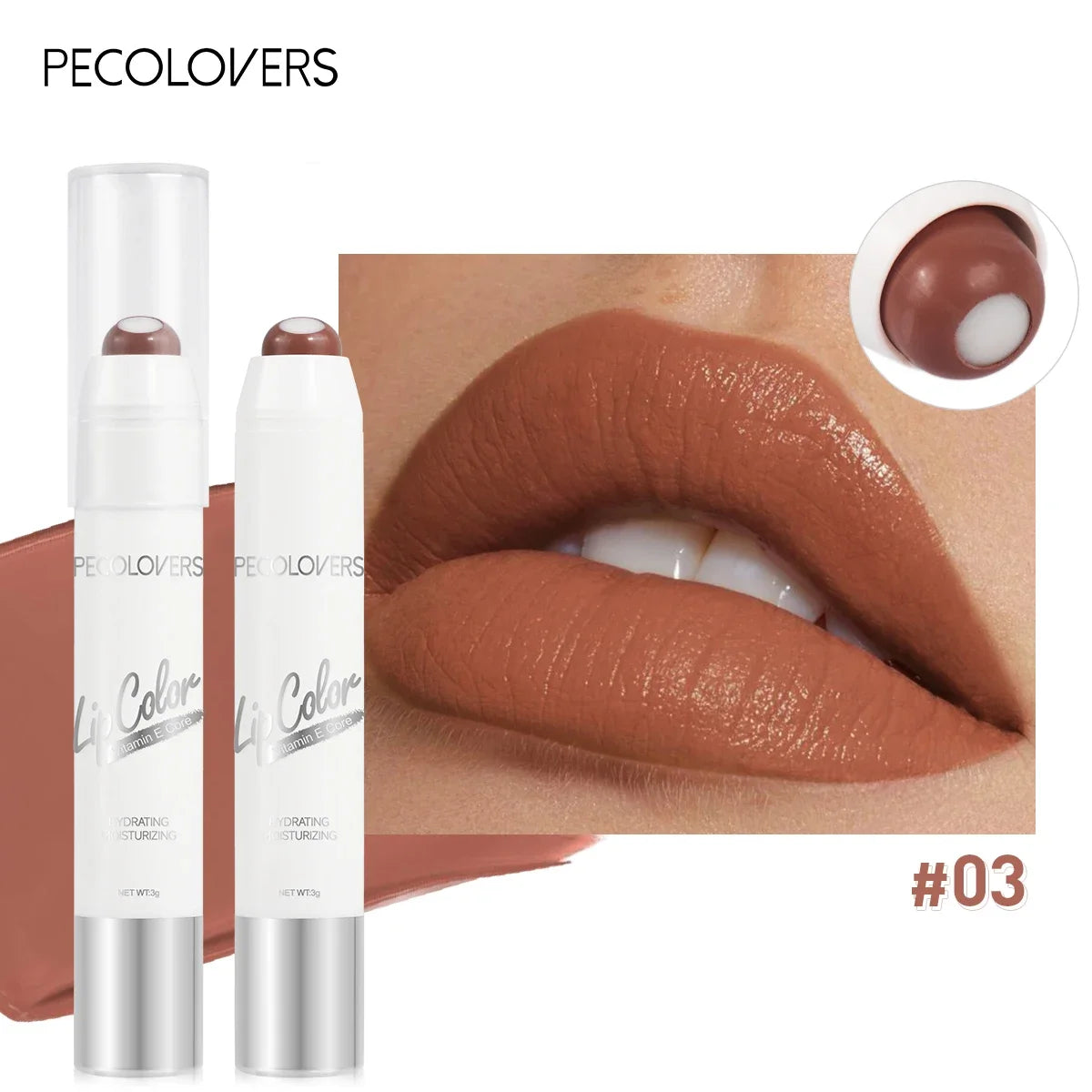 Lápiz labial mate LuxuryGlow 2 en 1 color nude y rojo: hidratante, resistente al agua y de larga duración.
