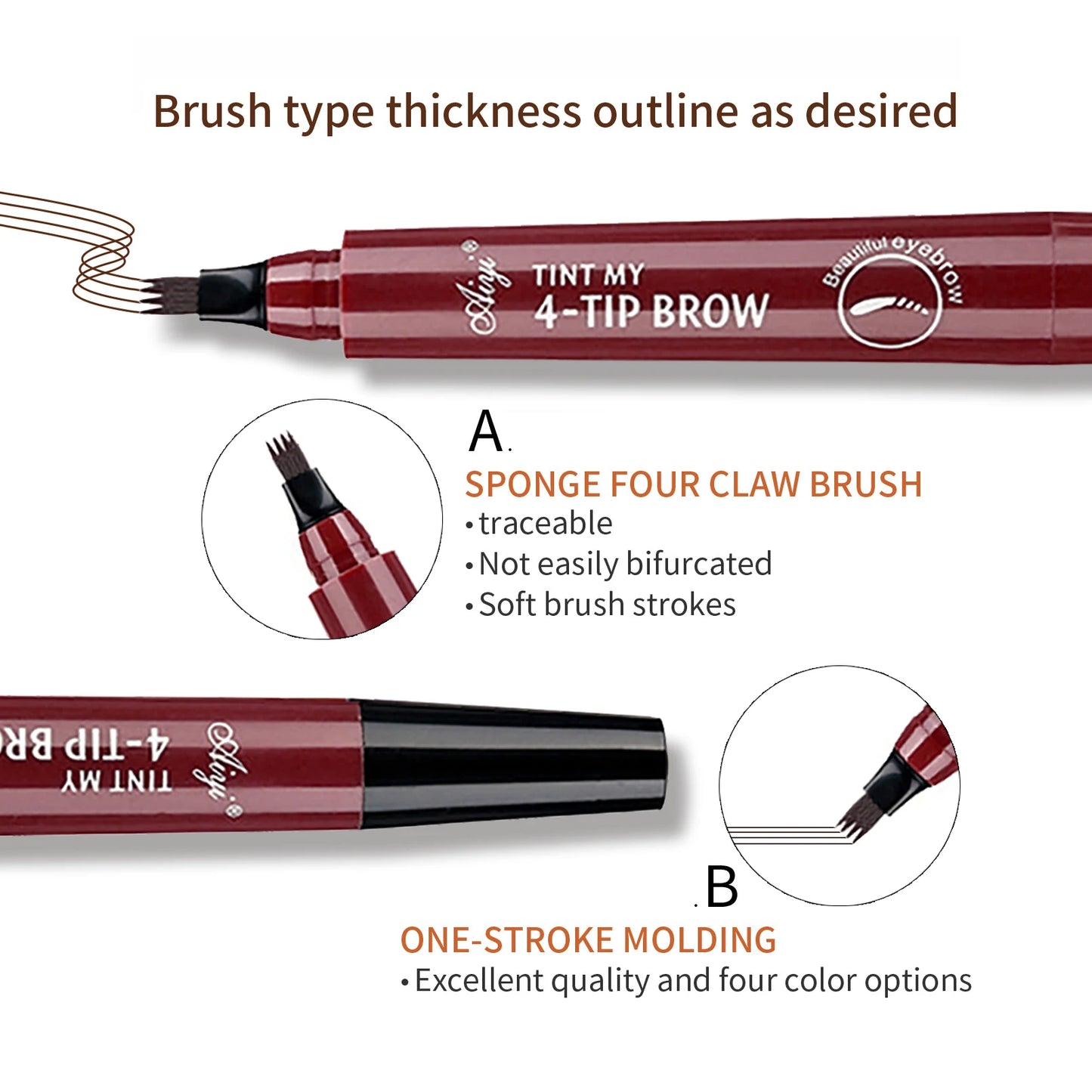 LuxuryGlow 4-Pronged Eyebrow Pencil – Waterproof, Long-Lasting, Smudge-Proof Brow Enhancer