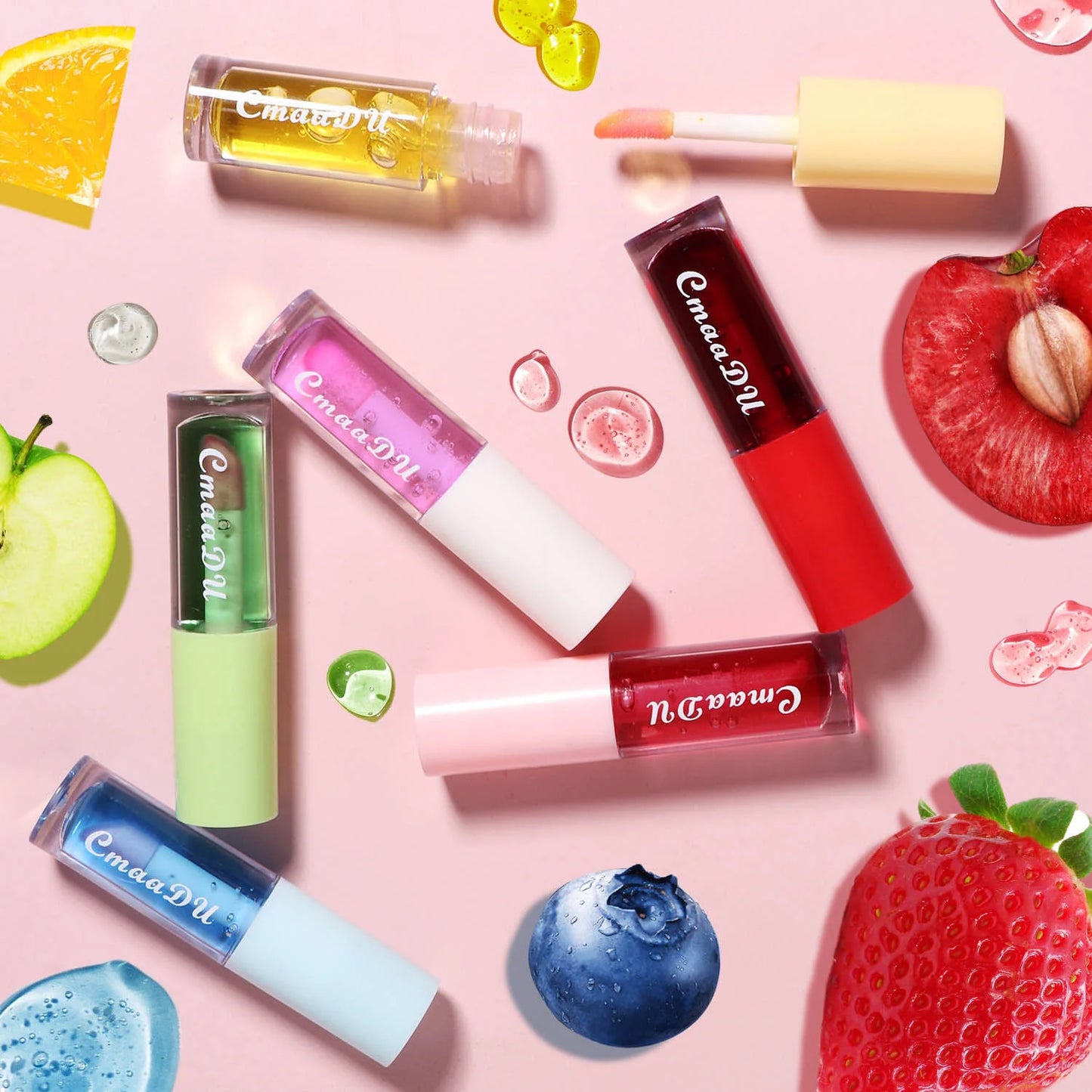 CMAADU 6-in-1 Color-Changing Lip Gloss Set – Fruity, Long-Lasting & Hydrating
