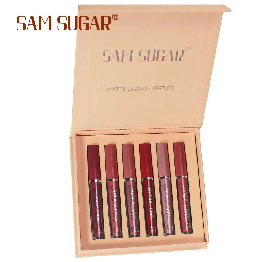 LuxuryGlow - Set de 6 brillos labiales mate: color labial hidratante y resistente al agua de larga duración