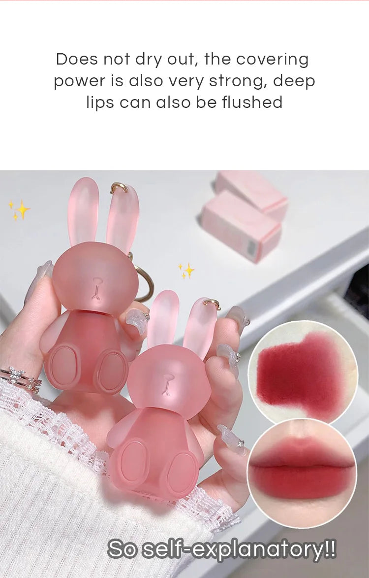 ملمع شفاه مطفي من Gege Bear Rabbit - ملمع شفاه مخملي يدوم طويلاً مع لمسة نهائية مرطبة