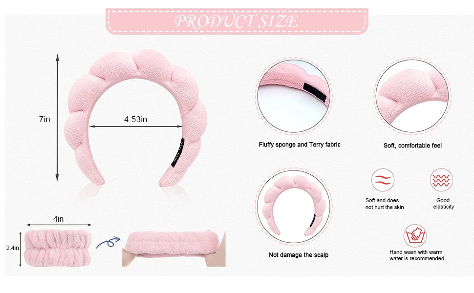 LuxuryGlow 3Pcs Microfiber Headband & Wristbands Set — Face Washing, Spa & Skincare