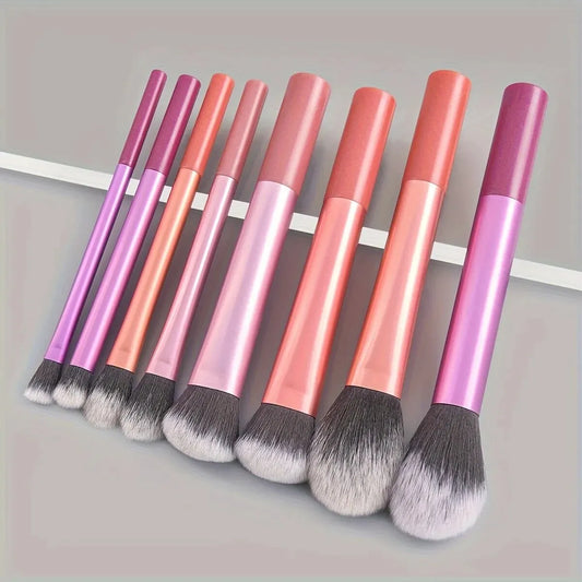 LuxuryGlow 8Pcs Candy Color Professional Makeup Brush Set — Soft, Fluffy, All-in-One Blending Kit