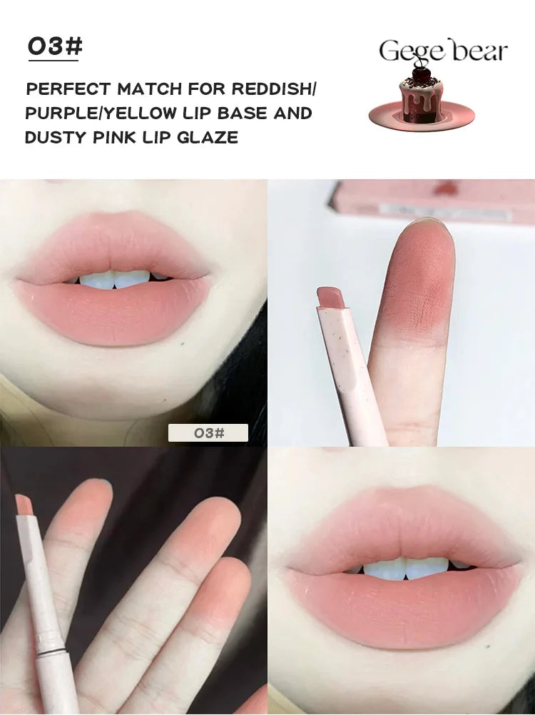Delineador de labios mate Gege Bear Nude: lápiz aterciopelado resistente al agua y de larga duración 