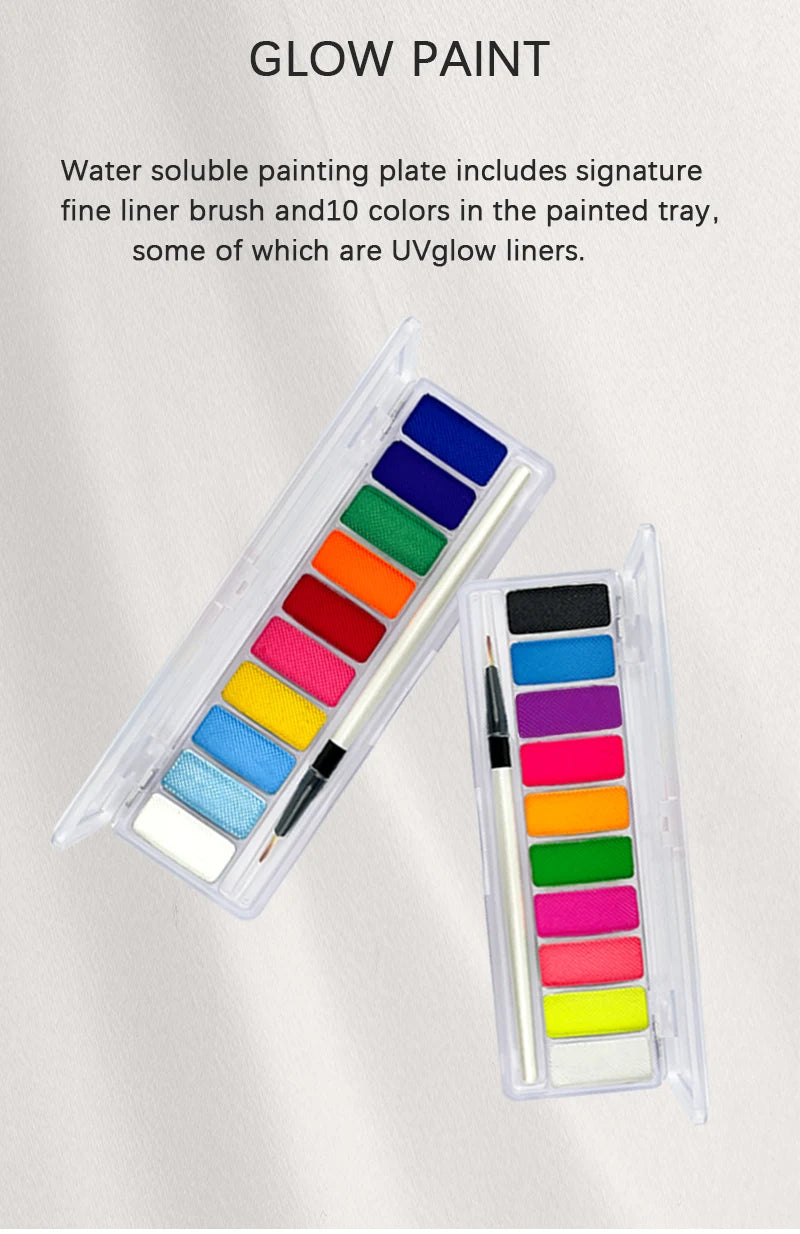 VERONNI UV Glow Neon Face & Body Paint – 10 Fluorescent Colors for Party Makeup