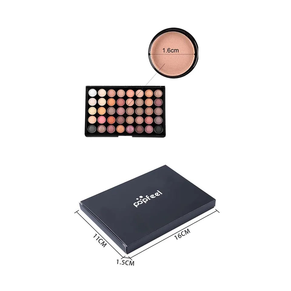 لوحة ظلال العيون LuxuryGlow، 40 لونًا بألوان الأرض - مقاومة للماء، تدوم طويلًا، ومقاومة للتلطخ، بألوان مطفية ولامعة