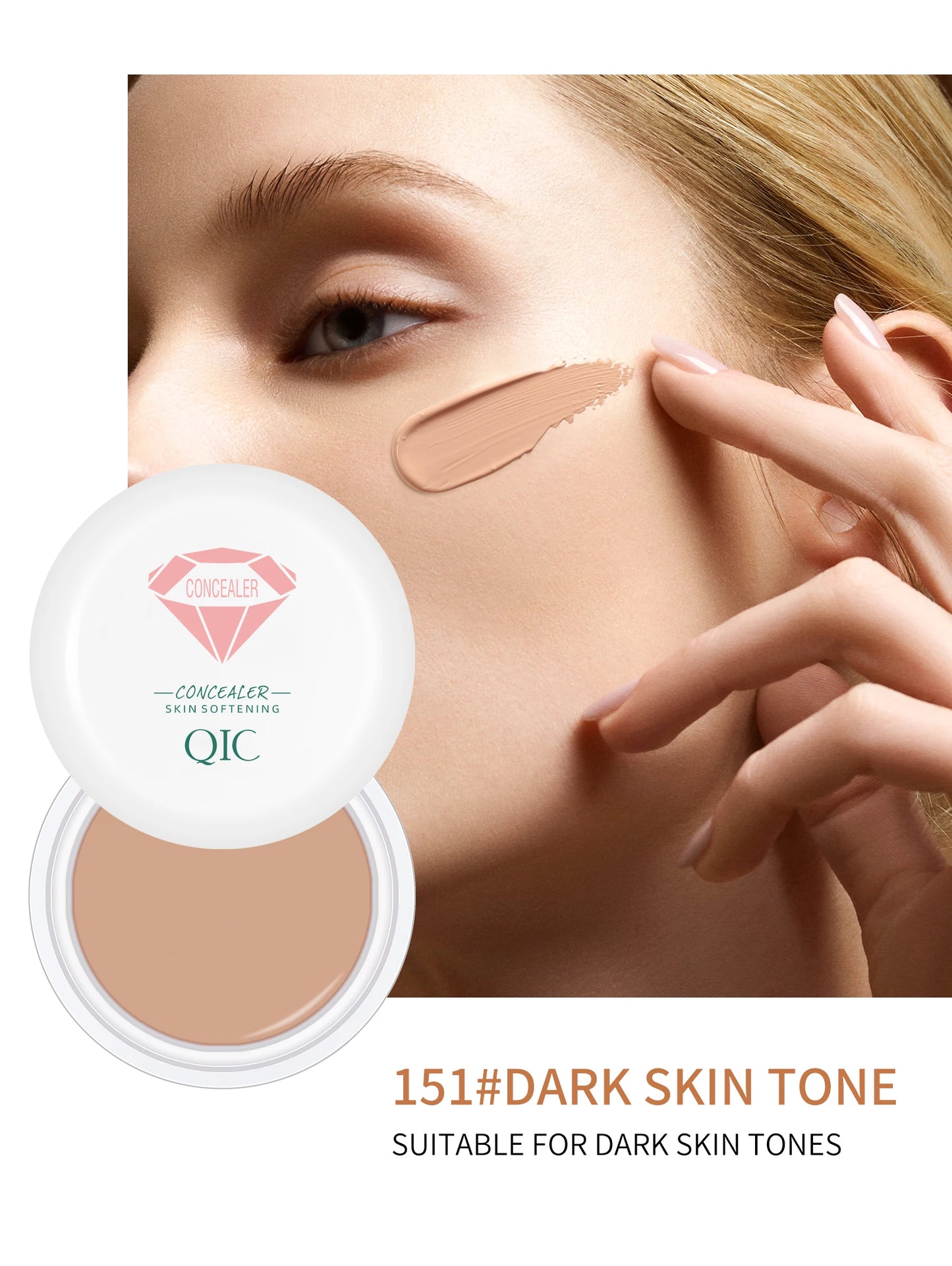 Corrector y crema BB QIC de alta cobertura, resistente al agua: de larga duración y antiojeras.