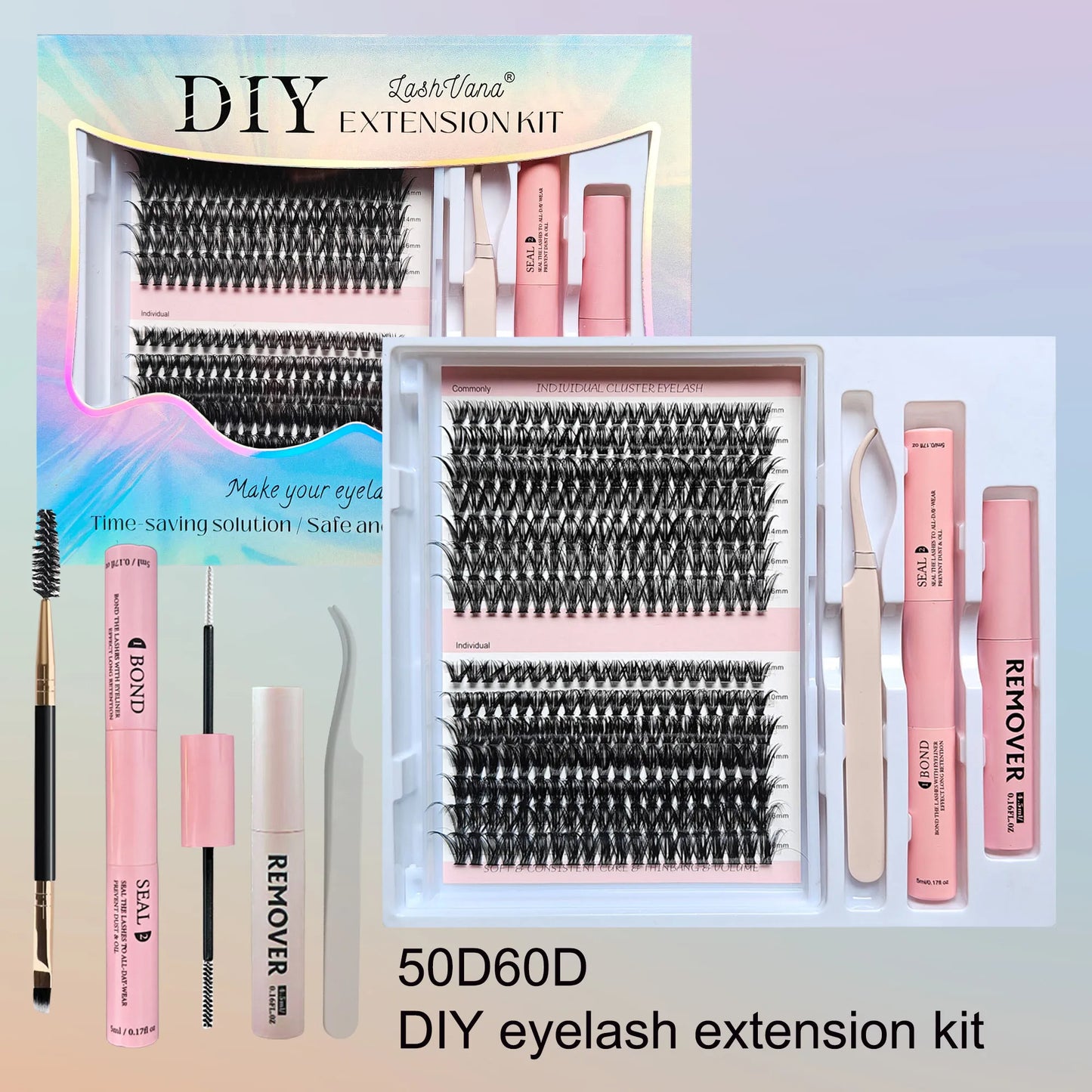 مجموعة وصلات الرموش من CNDK DIY - رموش بأطوال مختلفة مع أداة ربط وختم وأداة تطبيق