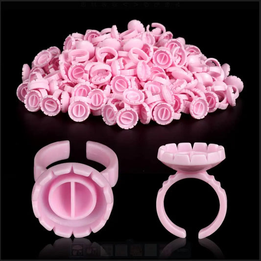 FOEONCO 100PCS Disposable Eyelash Glue Rings for Lash Extension & Tattoo Ink