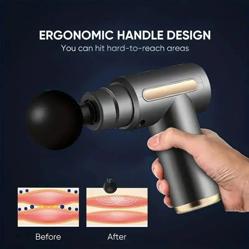 Pistola de masaje fascial eléctrica LuxuryGlow: relajación muscular profunda con pantalla