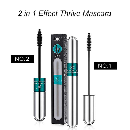 QIC 2-in-1 Waterproof Silk Fiber Mascara for Eyelash Extension – Lengthening & Volumizing