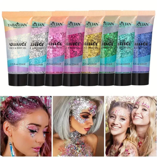 SAKSRAAR Mermaid Sequin Body Glitter Gel – Long-Lasting Sparkle for Festivals & Parties