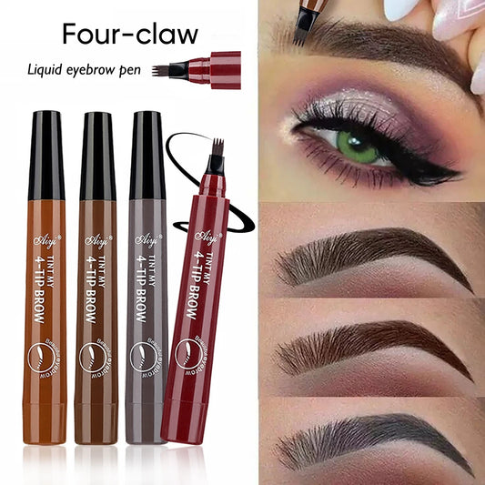 Lápiz de cejas Luxury Glow de 4 puntas, resistente al agua: efecto microblading natural, de larga duración.