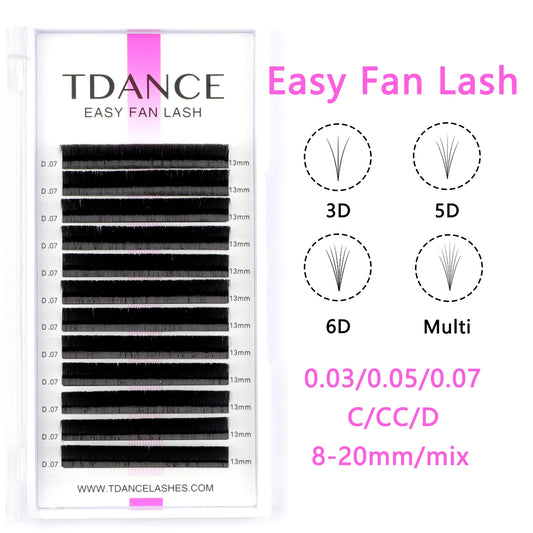 TDANCE Easy Fanning Volume Eyelash Extensions – Self-Blooming Individual Lashes for Fast Application C126