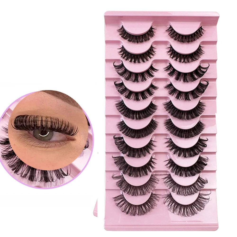 EOEKKY Hot Selling 10 Pairs Russian Volume Wispy Eyelashes – Mixed Styles, Natural Look