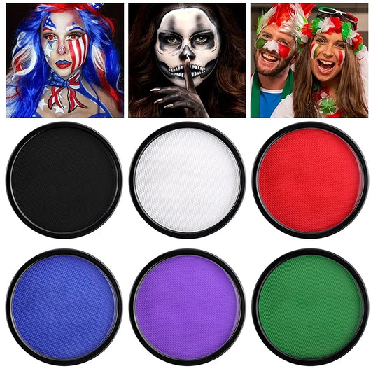 LuxuryGlow 30g Monochromatic Face & Body Paint Kit – Black, White, Red Water-Based Makeup with Brushes for Halloween & Party Looks