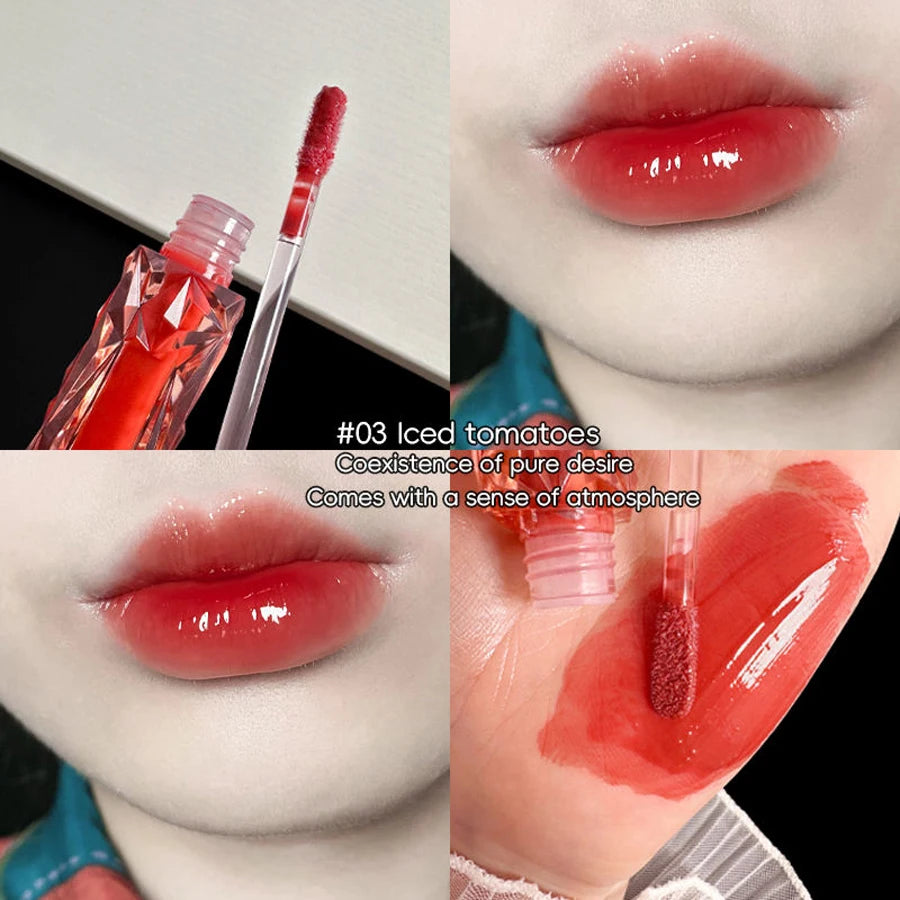Brillo labial hidratante de larga duración MAXFINE: resistente al agua y con brillo que no se desvanece.