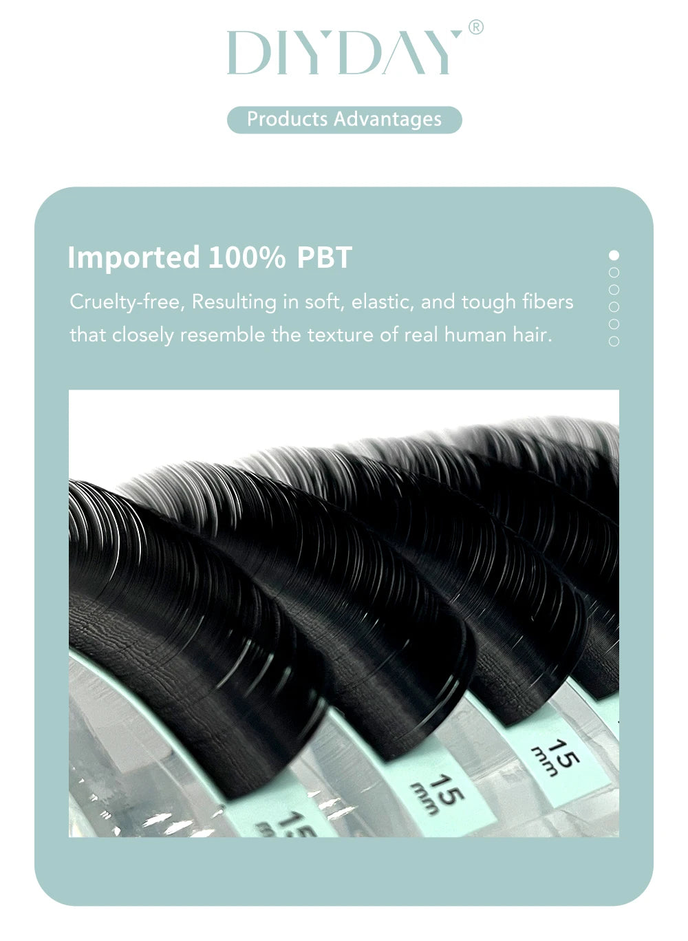 DIYDAY Individual Eyelash Extensions – Matte Black Mink Faux Lashes, 16 Rows C120