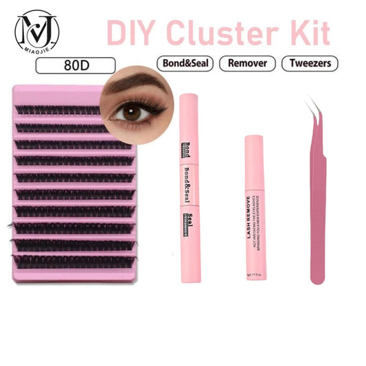 JPNPL MJ DIY Eyelash Extension Kit – 200 PCS Clusters with Bond & Seal