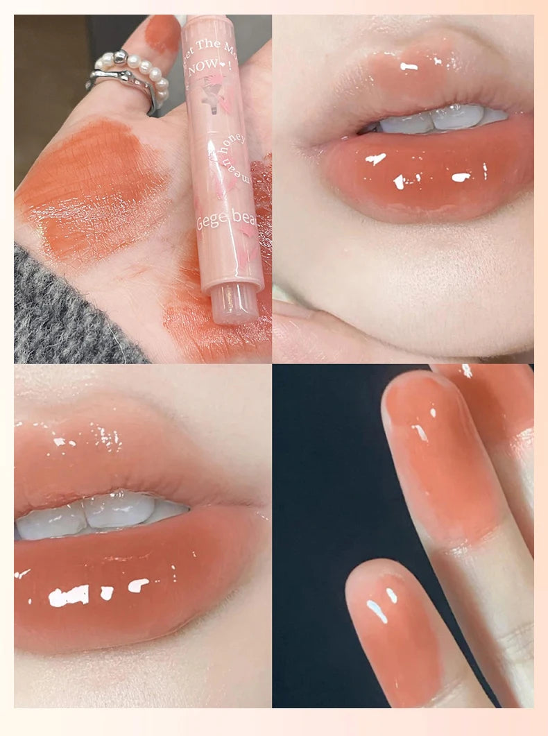 Lápiz labial Gege Bear Honey: labial hidratante en gelatina con acabado brillante.