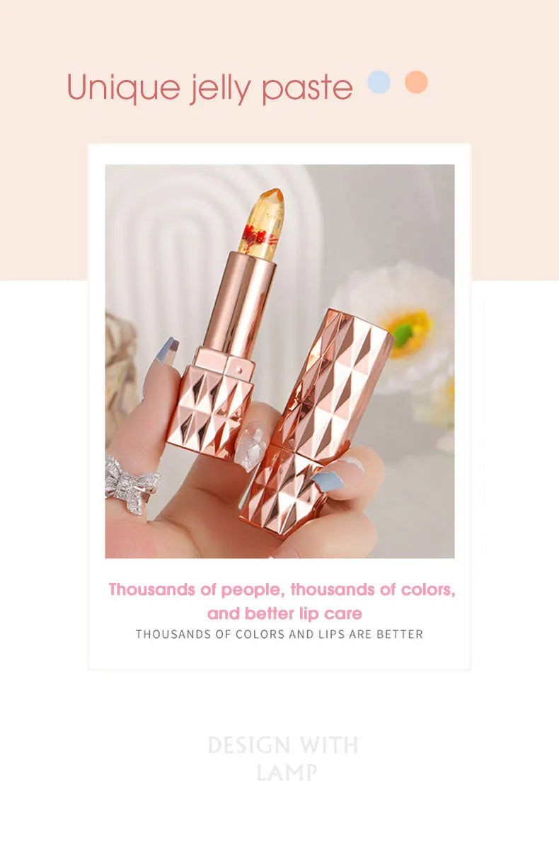Lápiz labial en gel LuxuryGlow que cambia de color: duradero, hidratante y sensible a la temperatura.