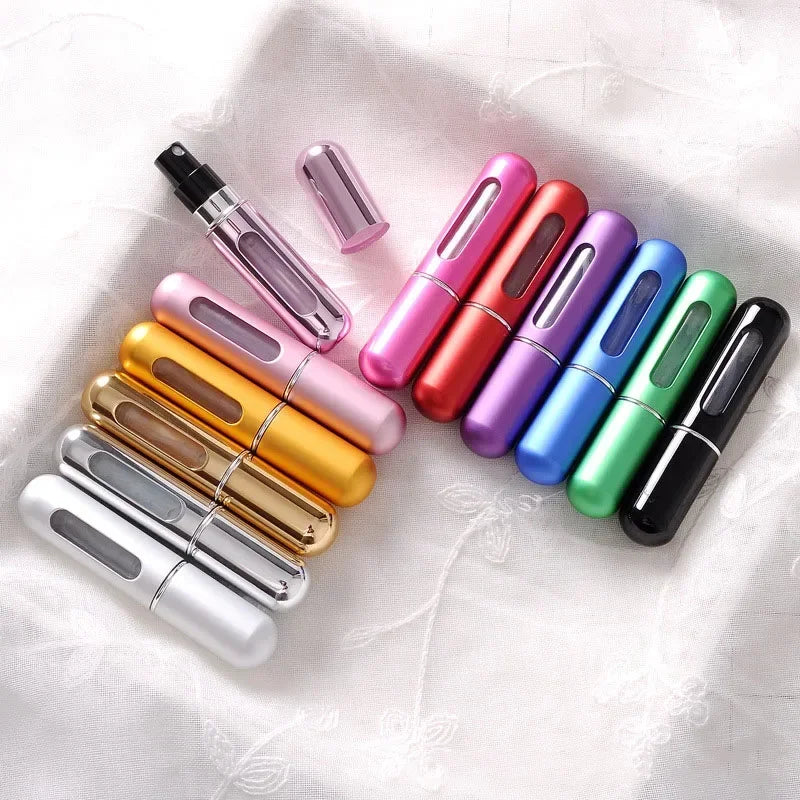 LuxuryGlow Portable Bottom Fill Perfume Spray Bottle 5ml/8ml | Refillable Travel Atomizer